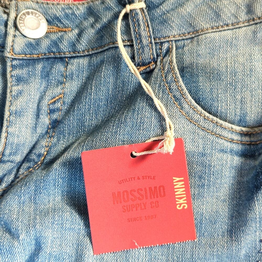 Mossimo Low Rise Studded Crystal Rhinestone Stripe Light Wash Skinny Y2K Jeans - Picture 4 of 6